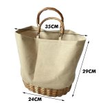 画像3: Straw canvas stitching bag bag キャンバス＆ストローコンビトートバッグ　 (3)