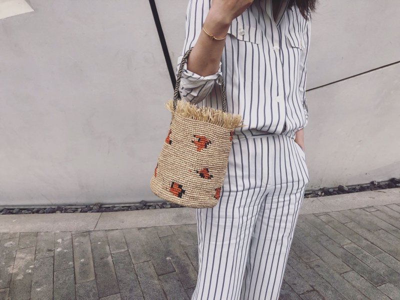 画像3:  leopard woven  Lafite crochet  bag レオパード籠　かごトートバック (3)