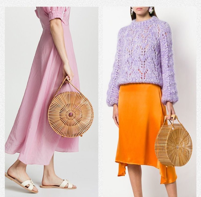 画像4:  bamboo basket woven retro small round bag　バンブー竹レトロラウンド籠　かごトートバック (4)