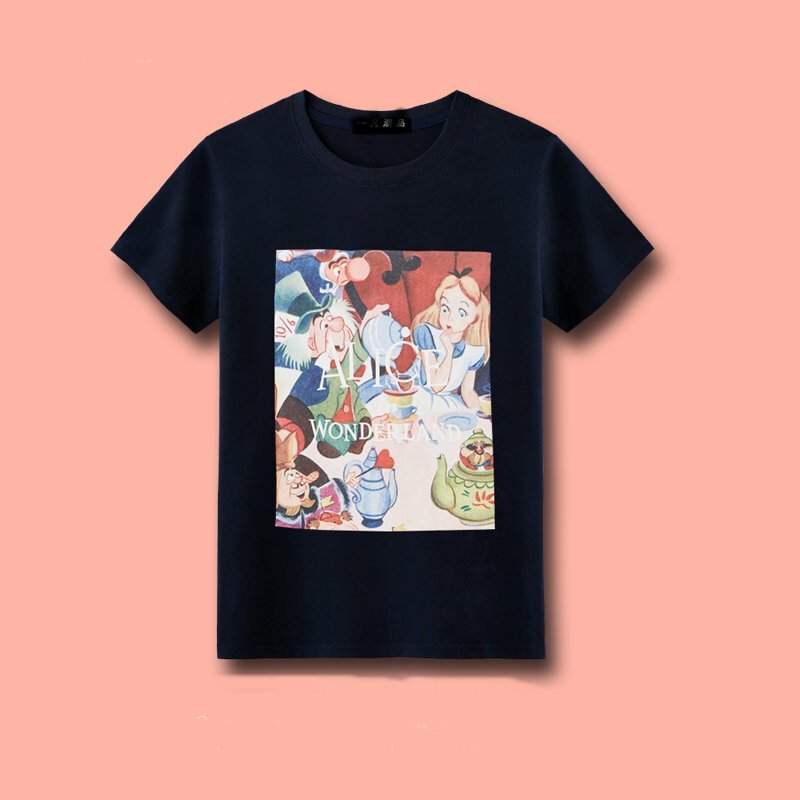画像4: Alice print loose round neck short-sleeved T-shirt 　アリスプリントラウンドネック半袖Tシャツ (4)