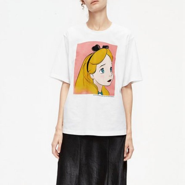 画像1: Alice print loose short-sleeved t-shirt　T-shirt 　アリスプリントラウンドネック半袖Tシャツ (1)