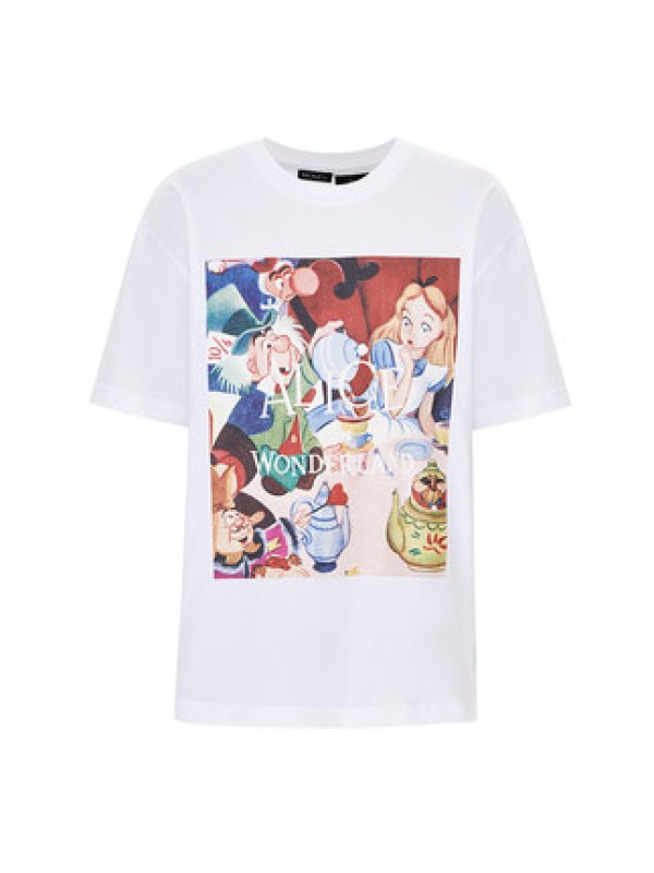 アリスラブリア専用白Tシャツ2枚 Alice print loose round neck short-sleeved T-shirt アリス
