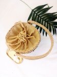 画像5:  Cute woman face straw bucket bag パールサングラスがポイントのバケット型トート籠　かごバック (5)