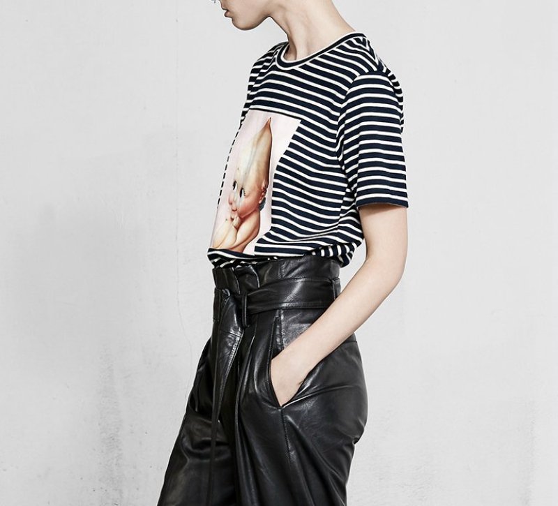 画像2: striped short-sleeved fun cartoon print round neck T-shirt 　キューピープリントボーダー　ストライプラウンドネック半袖Tシャツ (2)