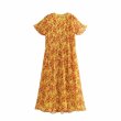 画像3: women'sMedium long chiffon flower print small pleated dress  膝下丈フローラルロングドレス　ワンピース (3)