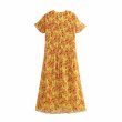 画像4: women'sMedium long chiffon flower print small pleated dress  膝下丈フローラルロングドレス　ワンピース (4)