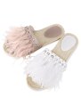 画像4: women's fairy ostrich hairy numb grass flat fisherman slippers sandals フェザー羽付エスパドリーユサンダルスリッパ (4)