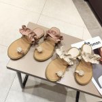 画像9: women's wild flat toe beach shoes sandals　パール＆フリル付きフラットサンダル スリッパ (9)