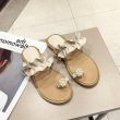 画像8: women's wild flat toe beach shoes sandals　パール＆フリル付きフラットサンダル スリッパ (8)