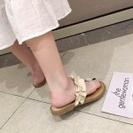 画像7: women's wild flat toe beach shoes sandals　パール＆フリル付きフラットサンダル スリッパ (7)