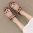 画像6: women's wild flat toe beach shoes sandals　パール＆フリル付きフラットサンダル スリッパ (6)