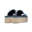 画像7: women's denim rhinestone sponge cake straw feather slippers デニム＆リアルフェザー＆ビジュー付エスパドリーユフラット厚底サンダル スリッパ (7)