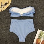画像9: high waist ruffle sexy ladies swimsuit swimwear ハイウエストフリルセクシー水着ビキニモノキニ (9)