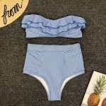 画像8: high waist ruffle sexy ladies swimsuit swimwear ハイウエストフリルセクシー水着ビキニモノキニ (8)
