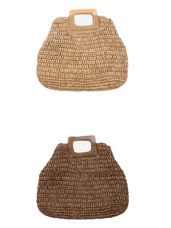 画像2:  woman simple large capacity portable hand-woven bag シンプルトート　セカンド籠　かごバック (2)