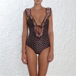 画像1: Women's Sexy Bikinis Beach Swimsuit Bikiniフリル付きワンピーススイムウエア水着ビキニモノキニワンピース (1)