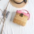 画像5:  woman Handmade rattan  straw handbag woven Messenger bag handbag beach bamboo bag 　レザーバケットかごバック (5)