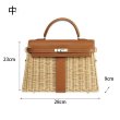 画像13:  woman Handmade rattan  straw handbag woven bag シンプルトート　セカンド籠　かごバック (13)