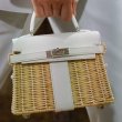 画像6:  woman Handmade rattan  straw handbag woven bag シンプルトート　セカンド籠　かごバック (6)
