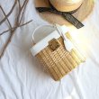 画像7:  woman Handmade rattan  straw handbag woven Messenger bag handbag beach bamboo bag 　レザーバケットかごバック (7)