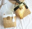画像6:  woman Handmade rattan  straw handbag woven Messenger bag handbag beach bamboo bag 　レザーバケットかごバック (6)