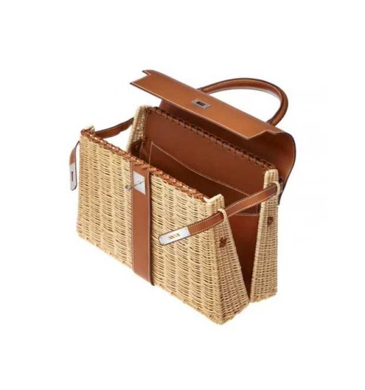 画像11: Woman Handmade rattan  straw handbag woven bag シンプルトート　セカンド籠　かごバック (11)
