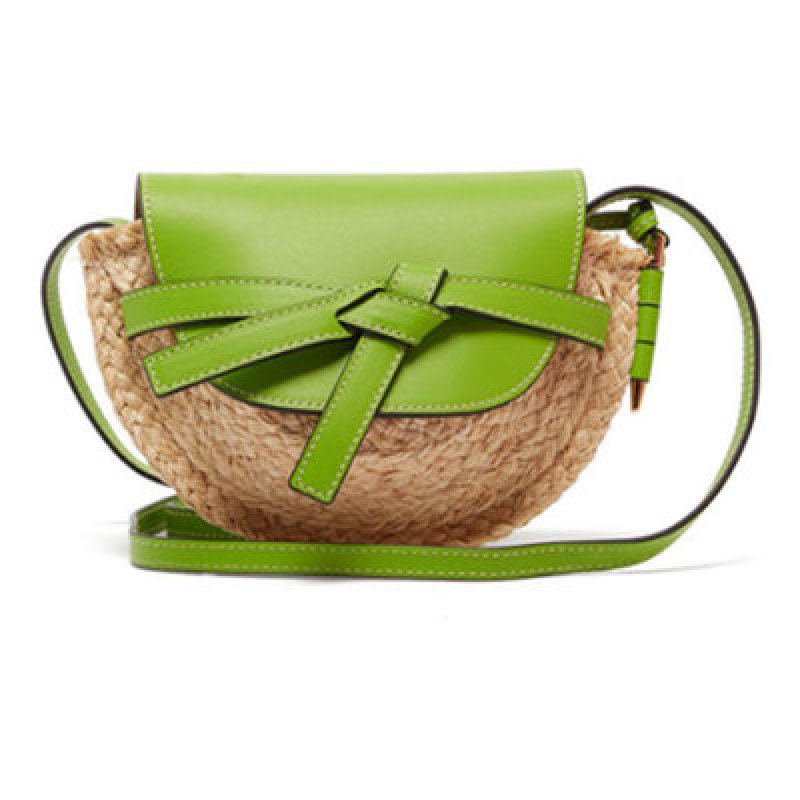 画像4:  woman shoulder Messenger bag レザー＆ストローかご籠ショルダーバック (4)