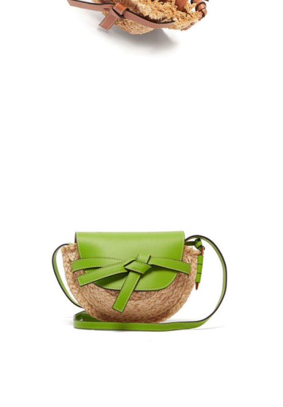 画像6:  woman shoulder Messenger bag レザー＆ストローかご籠ショルダーバック (6)