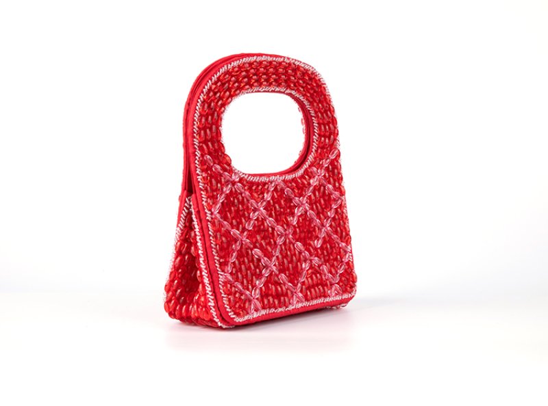 画像2:  woman  Handmade Beaded Small Tote Handbagハンドメイドビーズトート　パーティーバック (2)