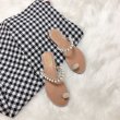 画像4: women's pearl flat bottom slippers Sandalレディース パール付きフラットサンダル スリッパ シューズ・靴 サンダルレディース 女性用 シューズ  (4)