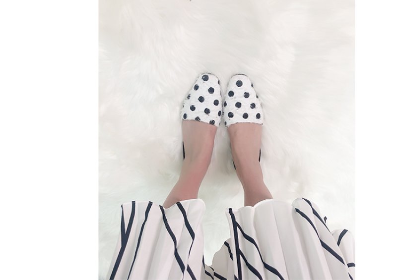 画像6: women's Dot half flat pumps sandals shoesドット水玉バックストラップパンプス　サンダル (6)