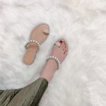 画像2: women's pearl flat bottom slippers Sandalレディース パール付きフラットサンダル スリッパ シューズ・靴 サンダルレディース 女性用 シューズ  (2)