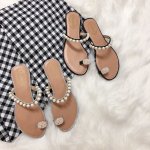 画像5: women's pearl flat bottom slippers Sandalレディース パール付きフラットサンダル スリッパ シューズ・靴 サンダルレディース 女性用 シューズ  (5)