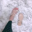 画像3: women's Flat pearl sandals slippersレディース パール付きフラットサンダル スリッパ シューズ・靴 サンダルレディース 女性用 シューズ ビーチ (3)