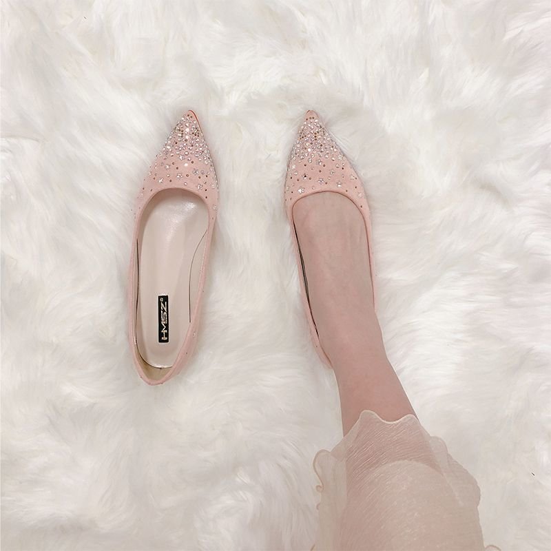 画像2: women's pointed rhinestone flat pumps sandals shoesra スターラインストーンフラットパンプス　サンダル (2)