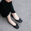 画像2: women's  Full leather bow flat pumps  shoes レザーボウリボン付きフラットパンプス　バレーシューズ (2)