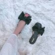 画像3: women's rivet bow flat-bottom   sandals slippersサテンリボン 付きフラットサンダル スリッパ シューズ・靴 サンダルレディース 女性用 シューズ ビーチ (3)