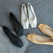 画像12: women's  Full leather bow flat pumps  shoes レザーボウリボン付きフラットパンプス　バレーシューズ (12)