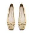 画像1: women's  Full leather bow flat pumps  shoes レザーボウリボン付きフラットパンプス　バレーシューズ (1)