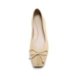 画像8: women's  Full leather bow flat pumps  shoes レザーボウリボン付きフラットパンプス　バレーシューズ (8)