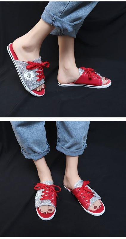 画像8: Women'sLace up flat sandalsレースアップバイカラーサンダル スリッパ シューズ・靴 レディース 女性用 シューズスニーカー  (8)