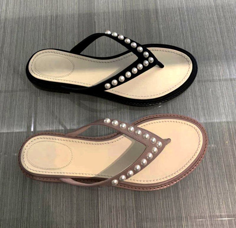 画像3: Women's Pearl with Tong Flat Sandals パール付きフラットトングサンダル (3)