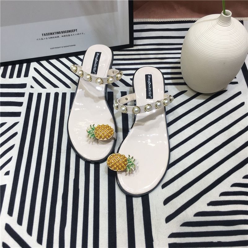 画像3: Women's pineapple toe pearl net  French sandals Flat Sandals　パイナップルパールトゥ＆パール付きサンダル (3)