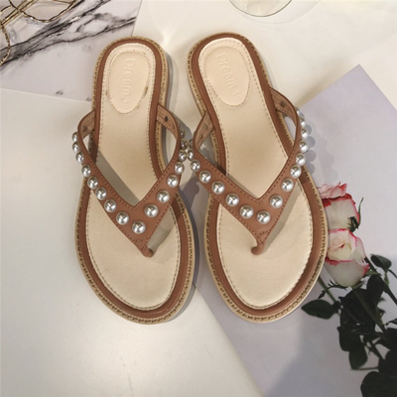 画像4: Women's Pearl with Tong Flat Sandals パール付きフラットトングサンダル (4)