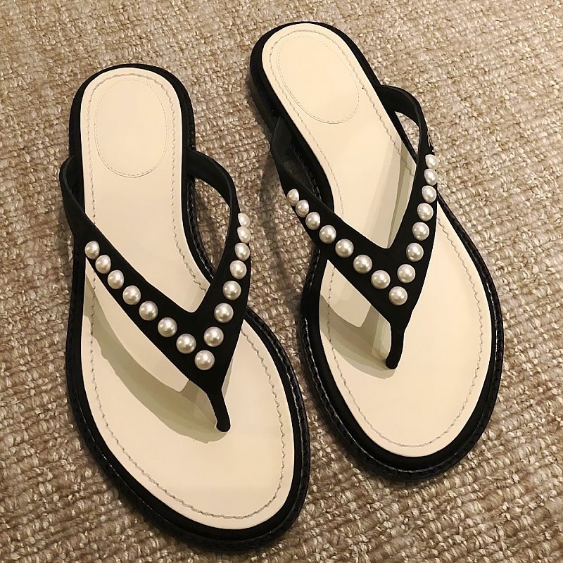 画像2: Women's Pearl with Tong Flat Sandals パール付きフラットトングサンダル (2)