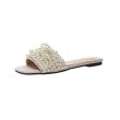 画像2: Women's  pearl flat slippers fashion wear open toe sandals slide sandals　パール付きスライドフラットサンダル レディース 女性用 シューズ  (2)