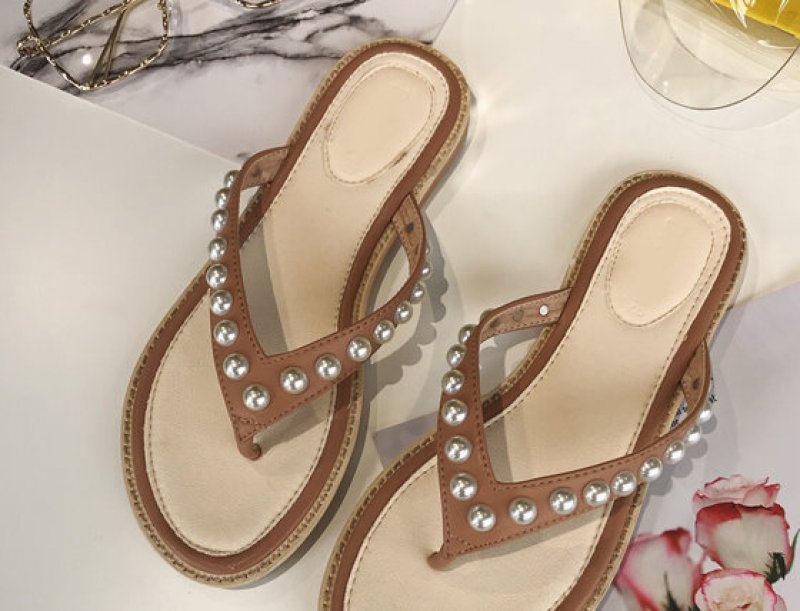 画像6: Women's Pearl with Tong Flat Sandals パール付きフラットトングサンダル (6)