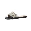 画像1: Women's  pearl flat slippers fashion wear open toe sandals slide sandals　パール付きスライドフラットサンダル レディース 女性用 シューズ  (1)