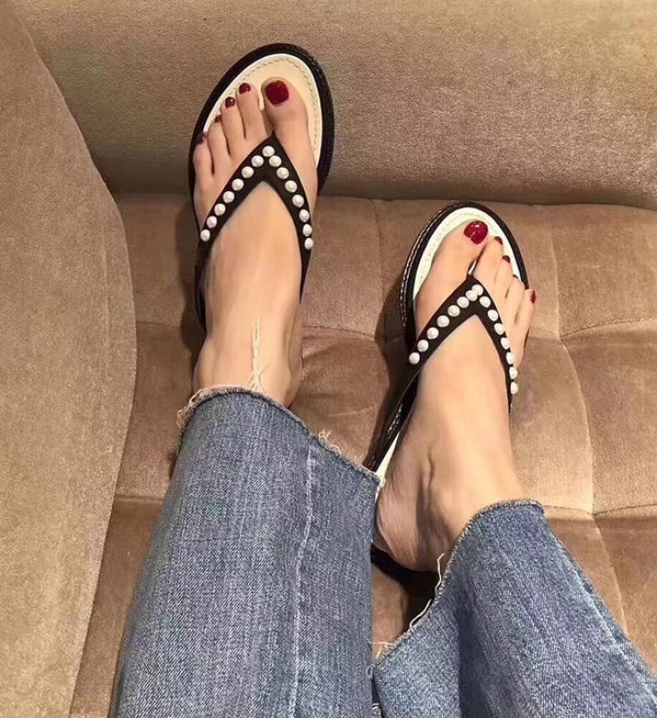 画像7: Women's Pearl with Tong Flat Sandals パール付きフラットトングサンダル (7)