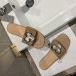 画像3: Women's  metal buckle open toe flat with soft bottom slippers  sandals slide sandals　メタル付きスライドフラットサンダル レディース 女性用 シューズ  (3)